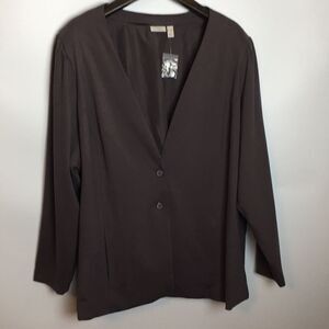 Logo by Lori Goldstein brown blazer long sleeve with gathered sleeve Sz 4X